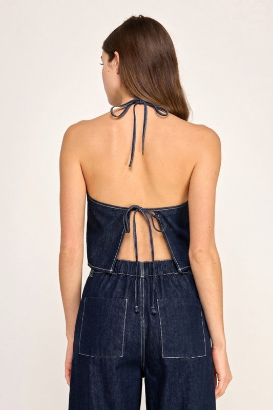 Denim Tie Top
