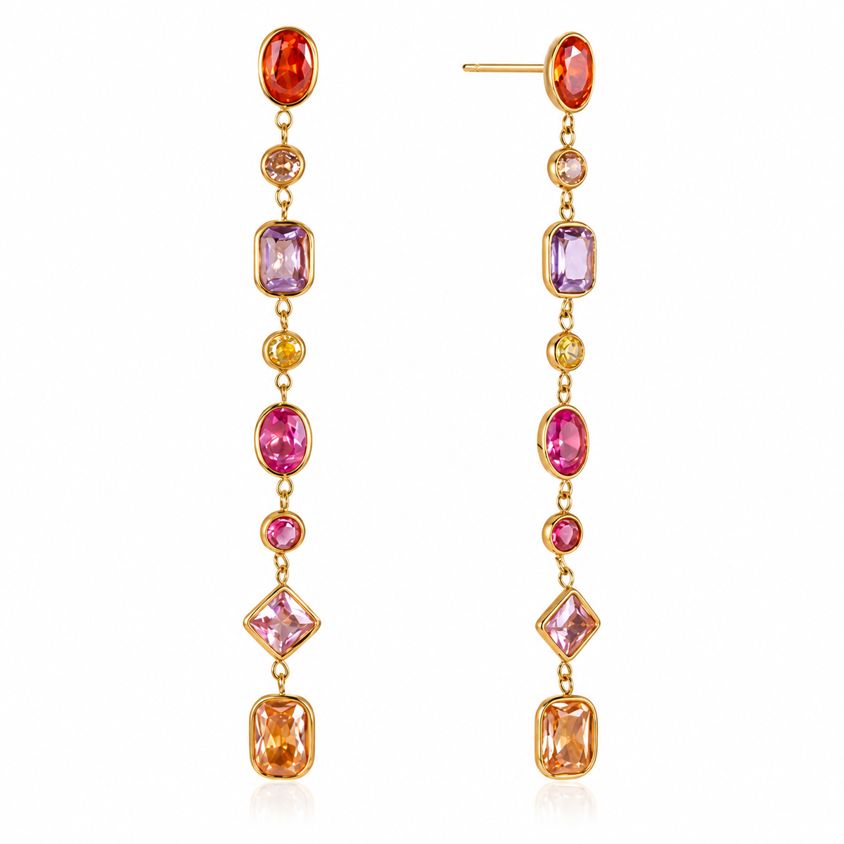 Pink Multicolor Gemstone Drop Earrings