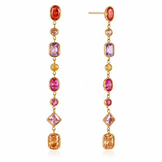 Pink Multicolor Gemstone Drop Earrings
