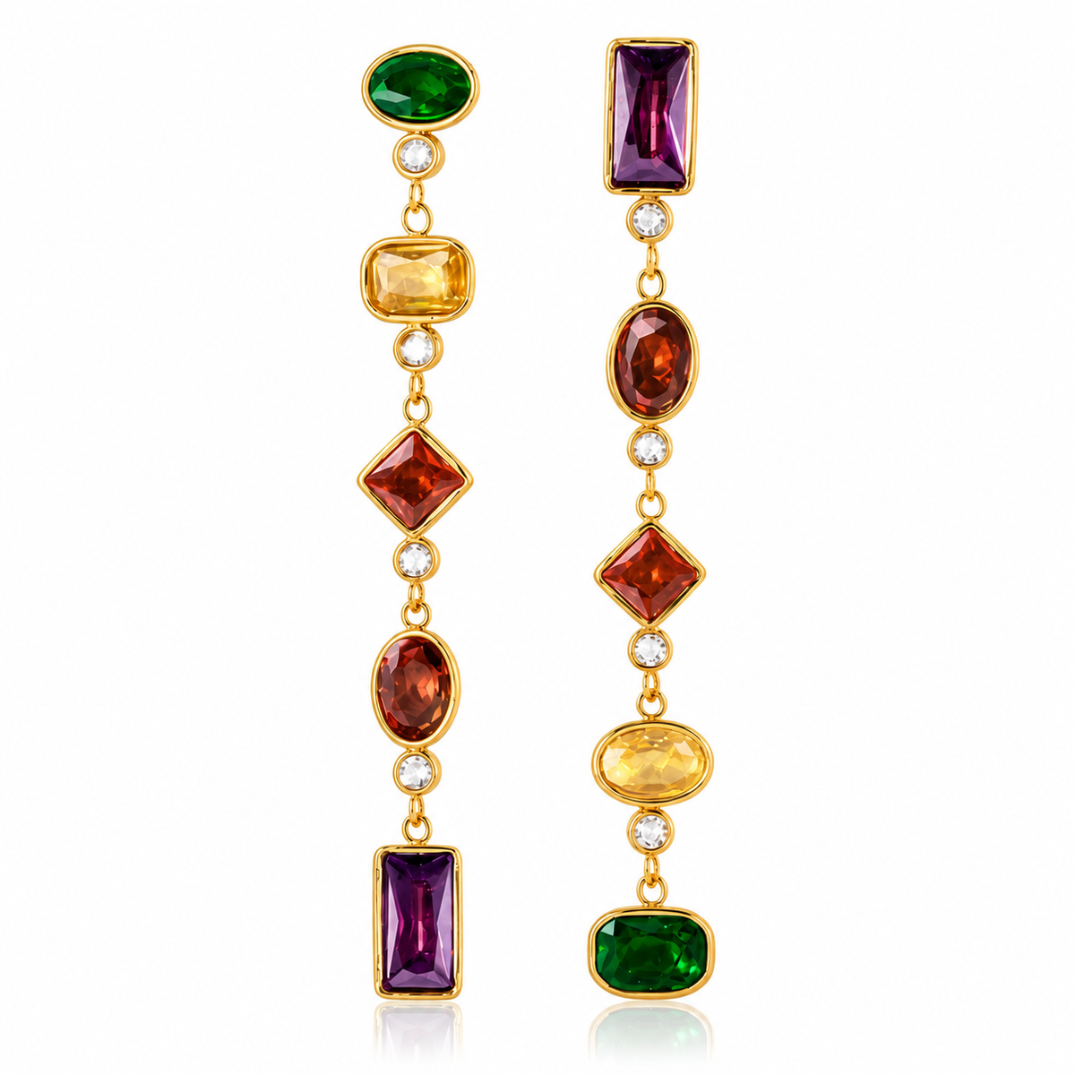 Green Multicolor Gemstone Drop Earrings