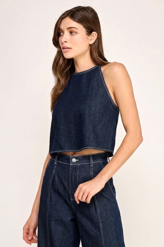 Denim Tie Top